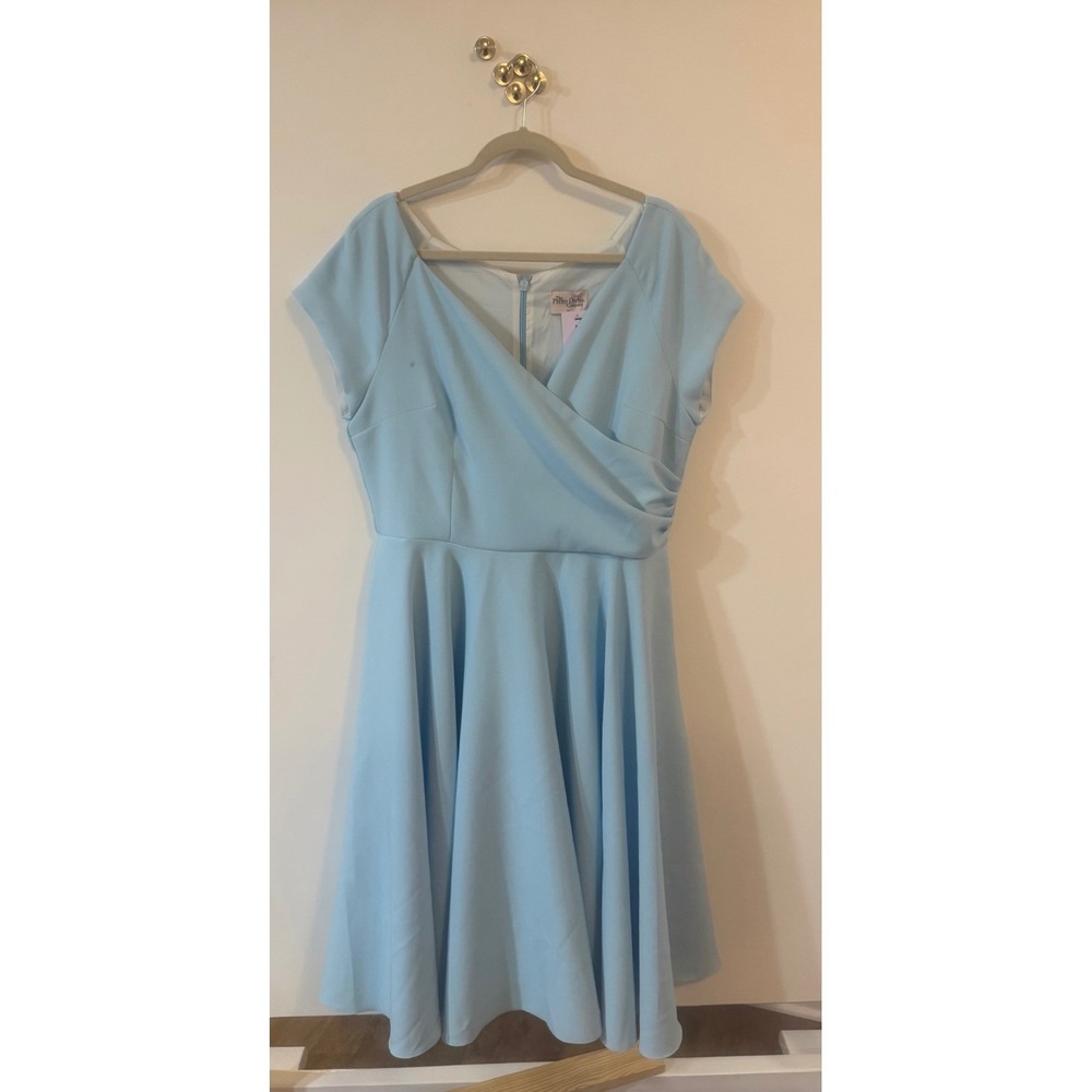 The Pretty Dress Company Blue Wrap Fit Flare Dress Made in UK Size 20 NWT